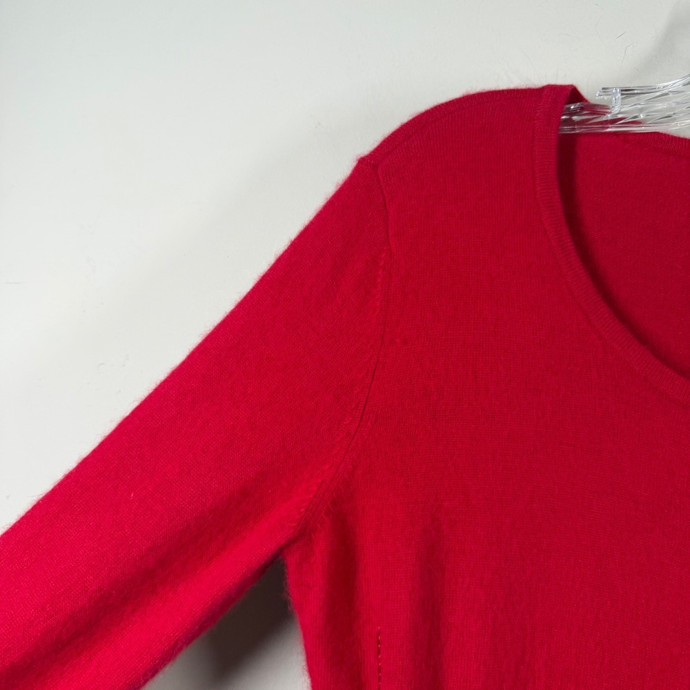 Merry & Bright Red Angora Wool Blend Holiday Ornament Sequin Cardigan Sweater S - Picture 6 of 13